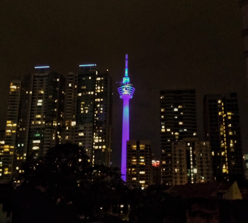 kuala lumpur tower malaysia at night
