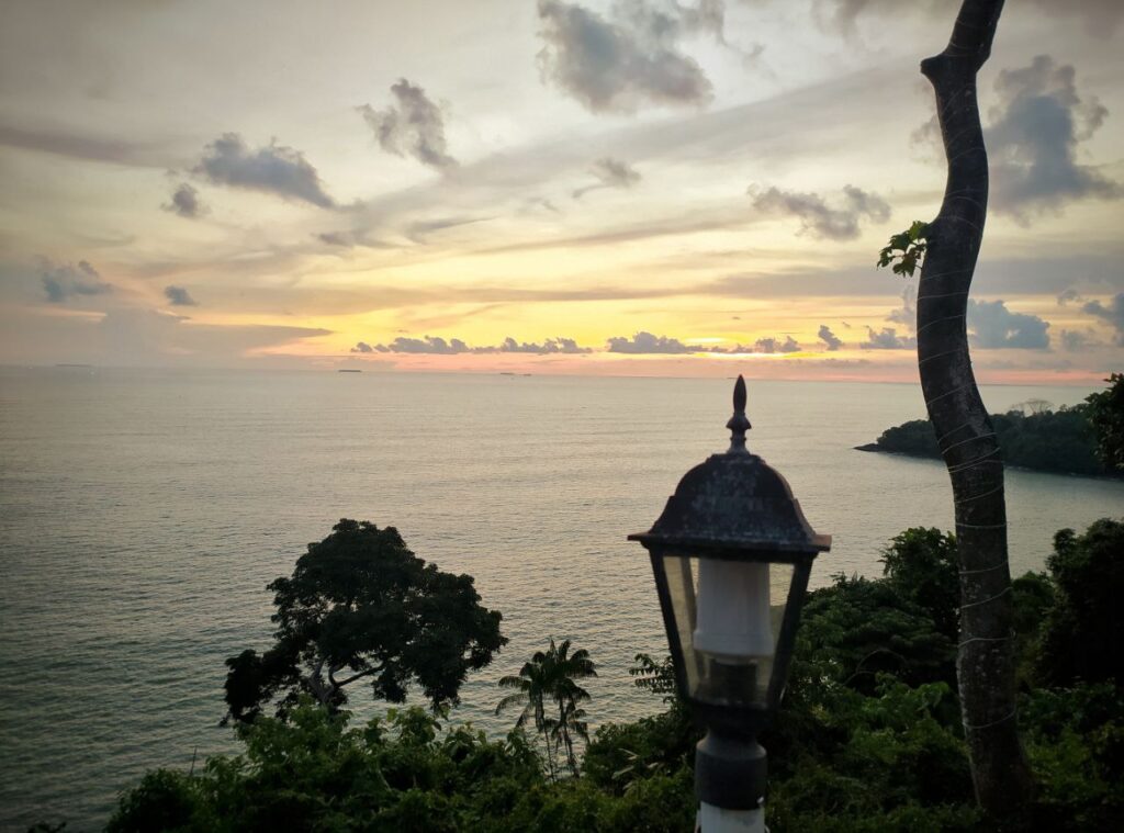 Air Manis Beach in Padang West Sumatra at sunset