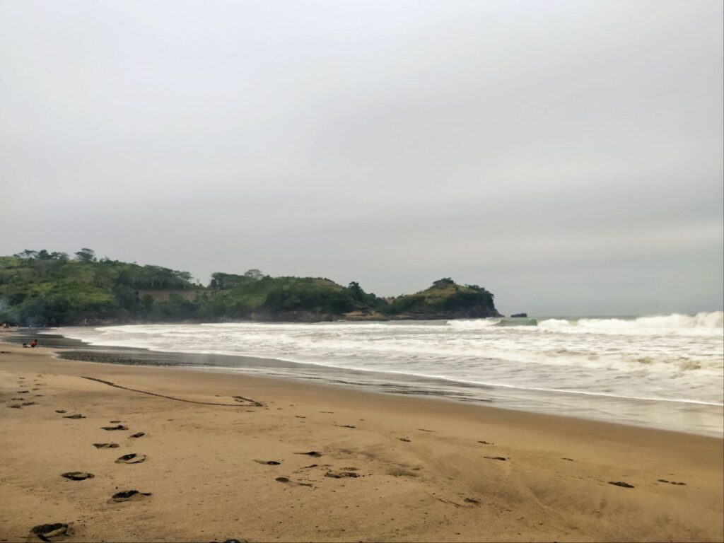 Serang Beach coastline in Blitar facing the Indian Ocean
