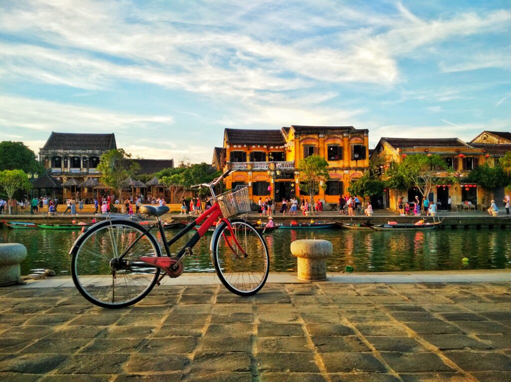 Hoi An Old Town historic yellow buildings in Vietnam