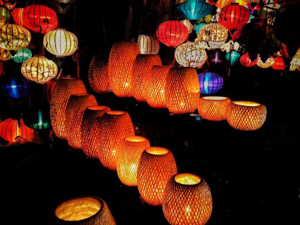 Hoi An lantern street night scene Vietnam