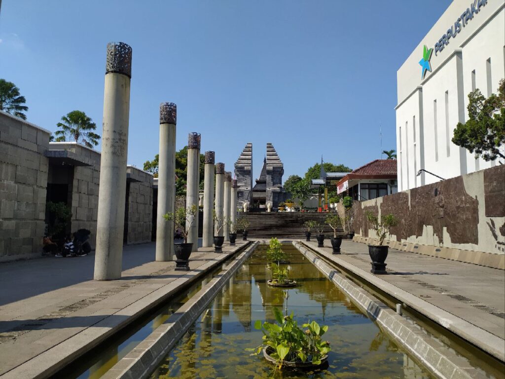 Murals depicting the life of President Sukarno at the Sukarno Tomb complex in Blitar Indonesia