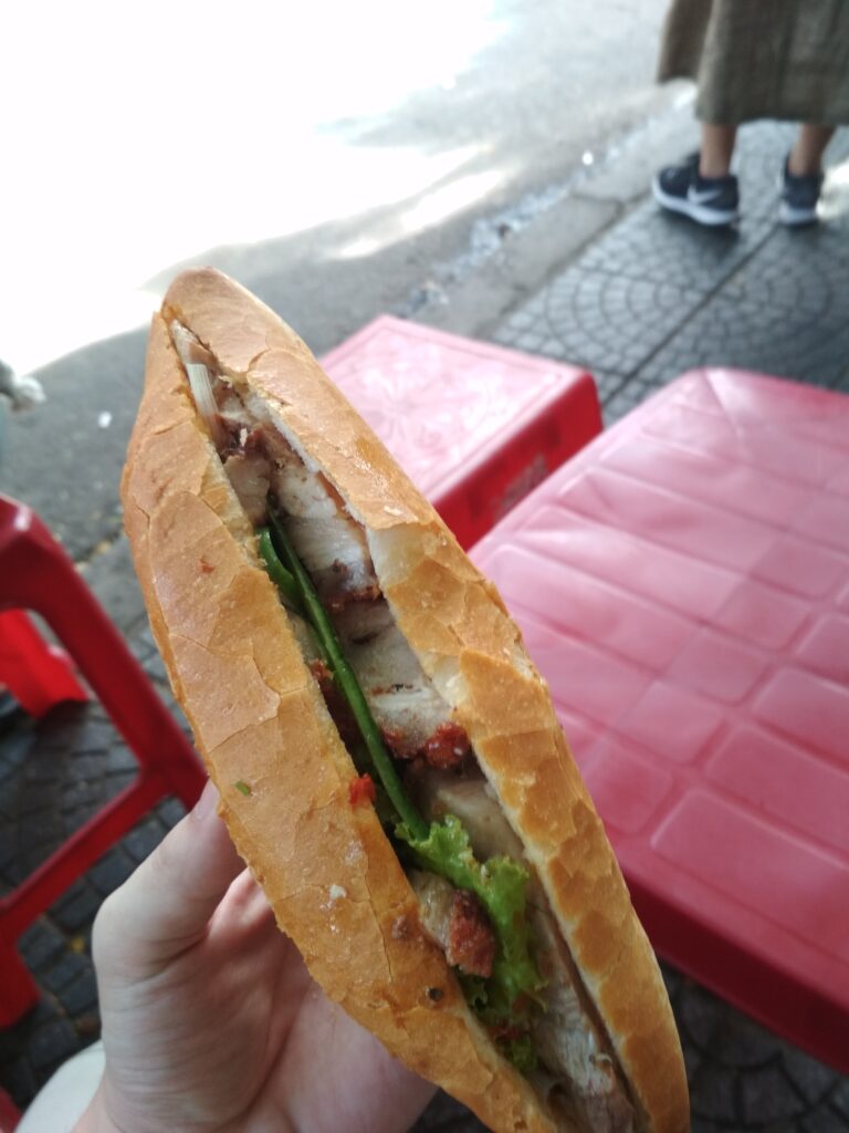 Traditional Vietnamese banh mi baguette sandwich