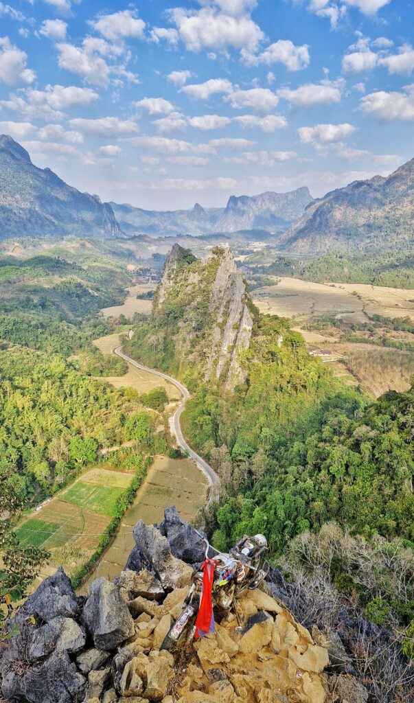 famous motorbike viewpoint at Nam Xay Vang Vieng Laos