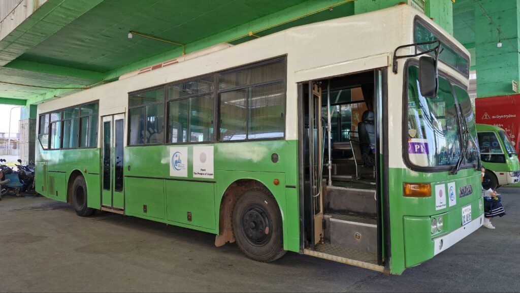 green bus of vientiane central station laos