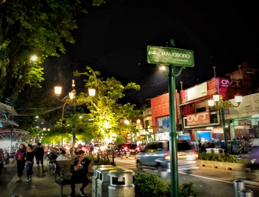 Malioboro Street at night in Yogyakarta