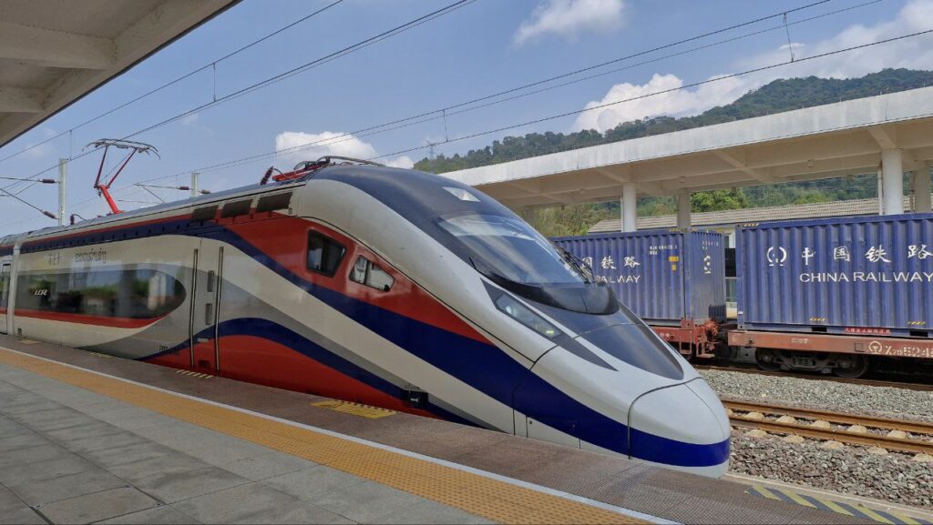 modern Laos China Railway train in Laos