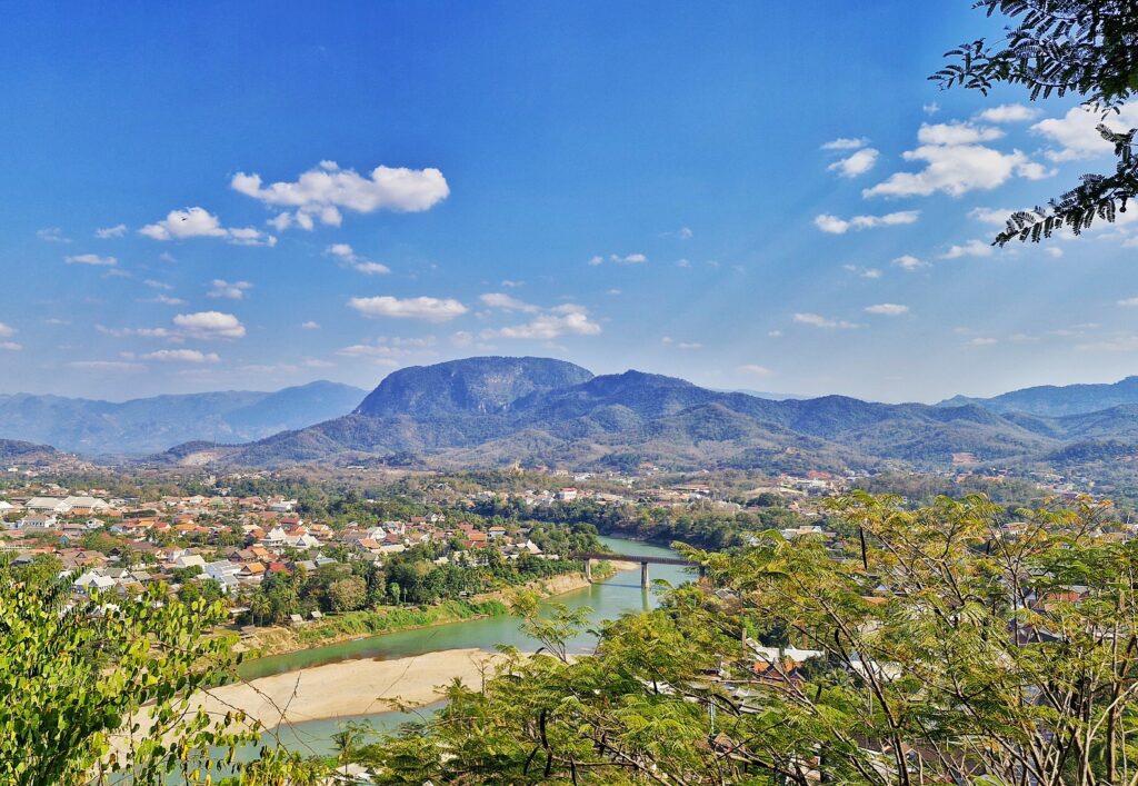 nam khan river view from mount phousi luang prabang