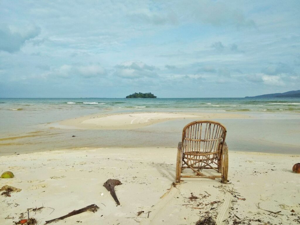 Peaceful sunset view over the ocean at Koh Rong Island Cambodia