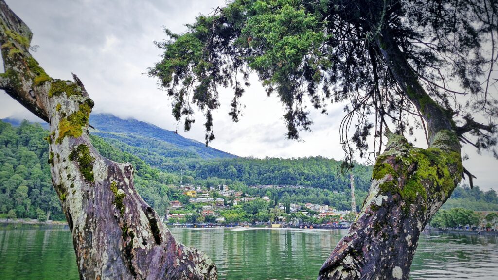 Beautiful mountain lake landscape at Telaga Sarangan Indonesia